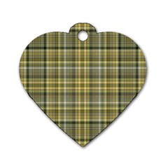 Yellow Plaid Dog Tag Heart (two Sides) by snowwhitegirl