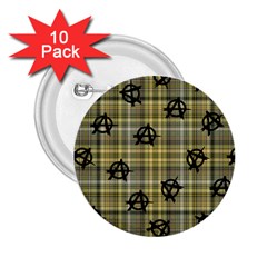 Yellow Plaid Anarchy 2 25  Buttons (10 Pack)  by snowwhitegirl