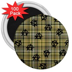 Yellow Plaid Anarchy 3  Magnets (100 Pack) by snowwhitegirl