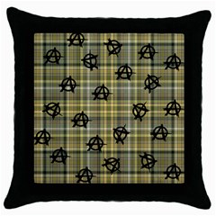 Yellow Plaid Anarchy Throw Pillow Case (black) by snowwhitegirl