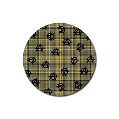 Yellow Plaid Anarchy Rubber Round Coaster (4 Pack)  by snowwhitegirl