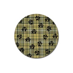 Yellow Plaid Anarchy Magnet 3  (round) by snowwhitegirl