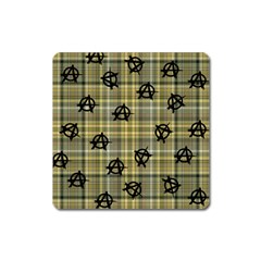 Yellow Plaid Anarchy Square Magnet by snowwhitegirl