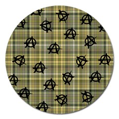 Yellow Plaid Anarchy Magnet 5  (round) by snowwhitegirl