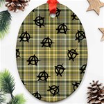 Yellow Plaid Anarchy Oval Ornament (Two Sides) Front