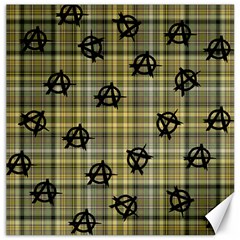 Yellow Plaid Anarchy Canvas 12  X 12   by snowwhitegirl