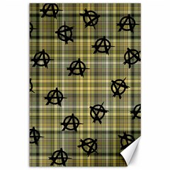 Yellow Plaid Anarchy Canvas 12  X 18   by snowwhitegirl