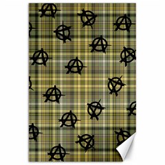 Yellow Plaid Anarchy Canvas 20  X 30   by snowwhitegirl