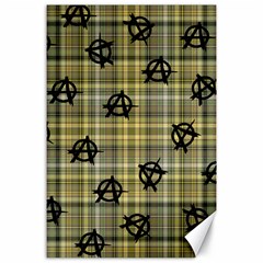 Yellow Plaid Anarchy Canvas 24  X 36  by snowwhitegirl