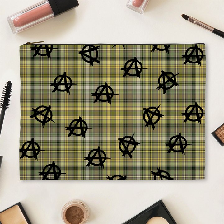 Yellow Plaid Anarchy Cosmetic Bag (XL)