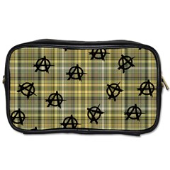 Yellow Plaid Anarchy Toiletries Bag (one Side) by snowwhitegirl