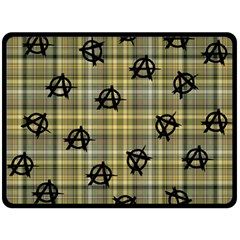 Yellow Plaid Anarchy Fleece Blanket (large)  by snowwhitegirl