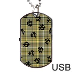 Yellow Plaid Anarchy Dog Tag Usb Flash (two Sides) by snowwhitegirl