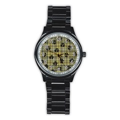 Yellow Plaid Anarchy Stainless Steel Round Watch by snowwhitegirl