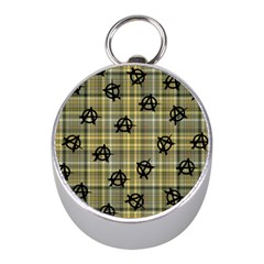 Yellow Plaid Anarchy Mini Silver Compasses by snowwhitegirl