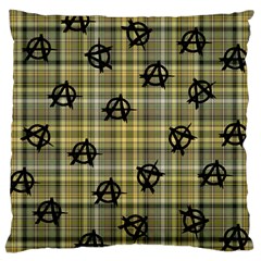 Yellow Plaid Anarchy Large Flano Cushion Case (one Side) by snowwhitegirl