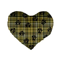 Yellow Plaid Anarchy Standard 16  Premium Flano Heart Shape Cushions by snowwhitegirl