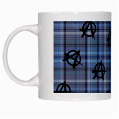 Blue  Plaid Anarchy White Mugs by snowwhitegirl