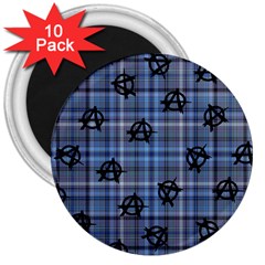 Blue  Plaid Anarchy 3  Magnets (10 Pack)  by snowwhitegirl