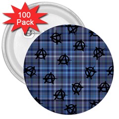 Blue  Plaid Anarchy 3  Buttons (100 Pack)  by snowwhitegirl