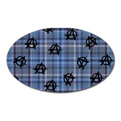 Blue  Plaid Anarchy Oval Magnet by snowwhitegirl