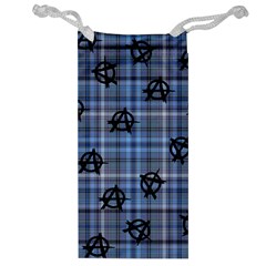 Blue  Plaid Anarchy Jewelry Bag by snowwhitegirl