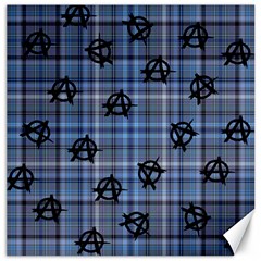 Blue  Plaid Anarchy Canvas 12  X 12   by snowwhitegirl