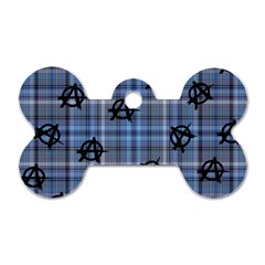 Blue  Plaid Anarchy Dog Tag Bone (two Sides) by snowwhitegirl