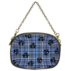 Blue  Plaid Anarchy Chain Purse (one Side) by snowwhitegirl