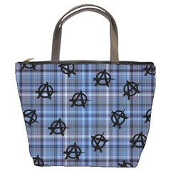 Blue  Plaid Anarchy Bucket Bag by snowwhitegirl