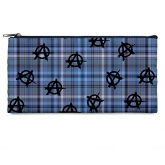 Blue  Plaid Anarchy Pencil Cases by snowwhitegirl