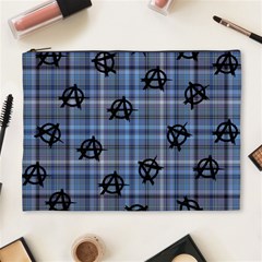 Blue  Plaid Anarchy Cosmetic Bag (xl) by snowwhitegirl