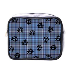 Blue  Plaid Anarchy Mini Toiletries Bag (one Side) by snowwhitegirl