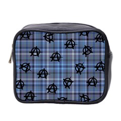 Blue  Plaid Anarchy Mini Toiletries Bag (two Sides) by snowwhitegirl