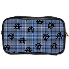 Blue  Plaid Anarchy Toiletries Bag (one Side) by snowwhitegirl