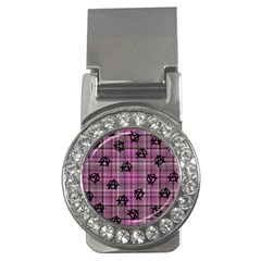 Pink  Plaid Anarchy Money Clips (cz) 