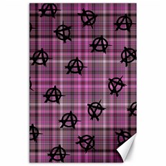 Pink  Plaid Anarchy Canvas 24  X 36  by snowwhitegirl