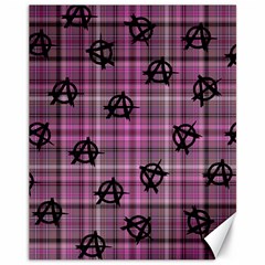 Pink  Plaid Anarchy Canvas 11  X 14   by snowwhitegirl