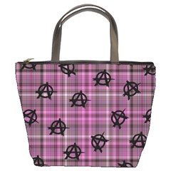 Pink  Plaid Anarchy Bucket Bag by snowwhitegirl