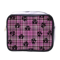 Pink  Plaid Anarchy Mini Toiletries Bag (one Side) by snowwhitegirl