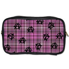 Pink  Plaid Anarchy Toiletries Bag (one Side) by snowwhitegirl