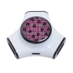 Pink  Plaid Anarchy 3-port Usb Hub by snowwhitegirl