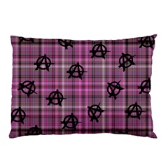 Pink  Plaid Anarchy Pillow Case (two Sides) by snowwhitegirl