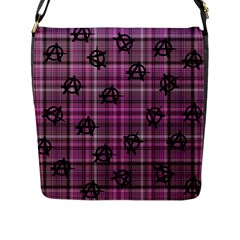 Pink  Plaid Anarchy Flap Closure Messenger Bag (l) by snowwhitegirl