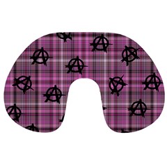 Pink  Plaid Anarchy Travel Neck Pillows by snowwhitegirl