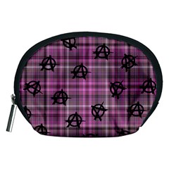 Pink  Plaid Anarchy Accessory Pouch (medium) by snowwhitegirl