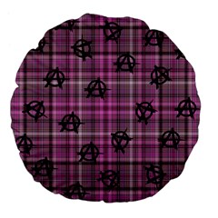 Pink  Plaid Anarchy Large 18  Premium Flano Round Cushions by snowwhitegirl