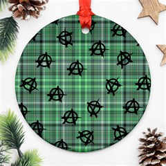 Green  Plaid Anarchy Ornament (round) by snowwhitegirl