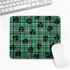 Green  Plaid Anarchy Large Mousepads by snowwhitegirl