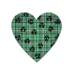 Green  Plaid Anarchy Heart Magnet by snowwhitegirl